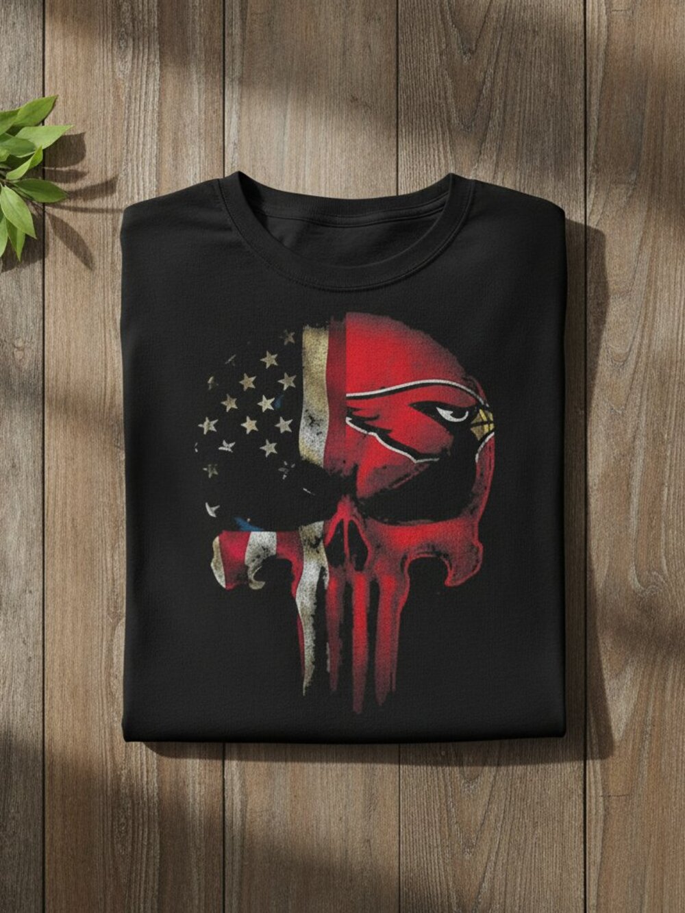 Arizona Cardinals Skull American Flag Punisher Graphic Black T-Shirt